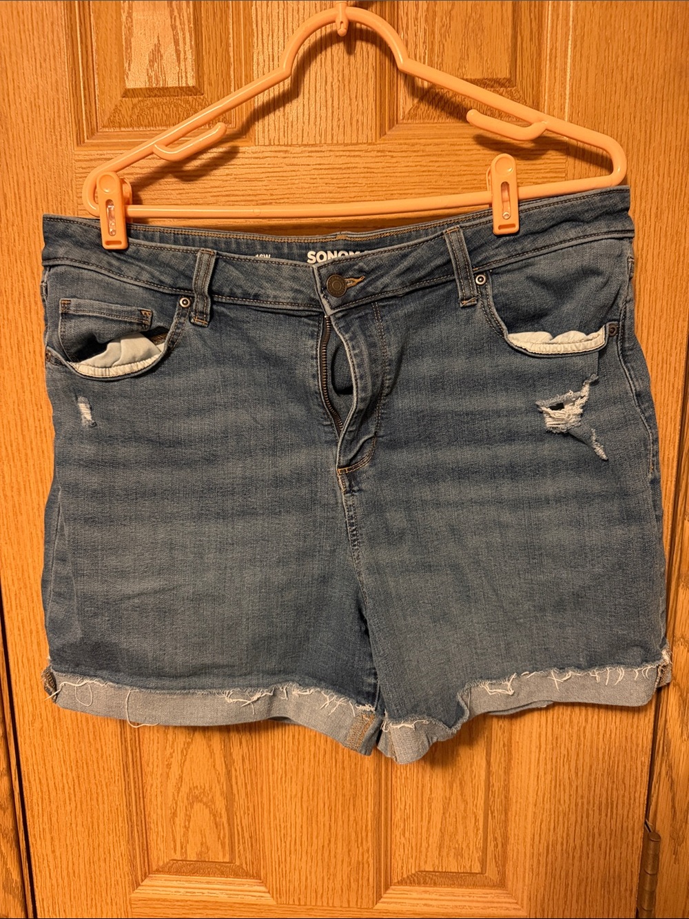 Sonoma Blue Distressed Rolled Hem Denim Shorts